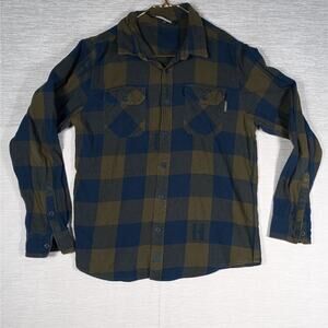 Hoonigan Flannel Shirt Mens Medium Green Long Sleeve Button Up